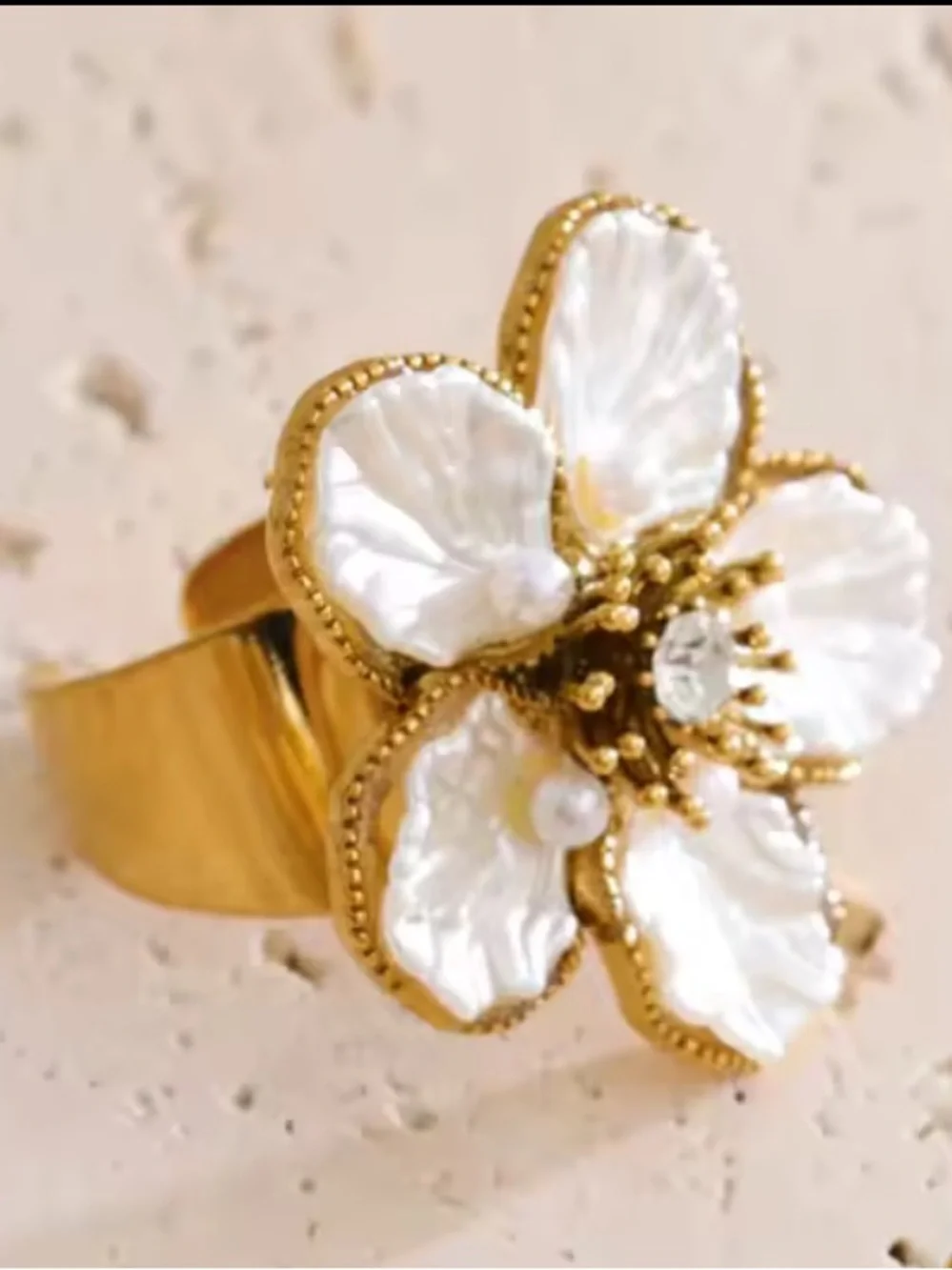 Pearl Petal Blossom Gold Ring
